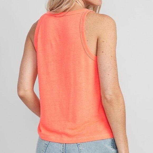 Old Navy EveryWear Linen Blend Tank Top Sleeveless Scoop Neck Orange Size XXL - Picture 2 of 5